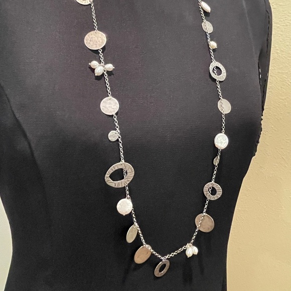 Silpada Pearl and Sterling Silver Disc 36” Necklace N2197 - Picture 7 of 15